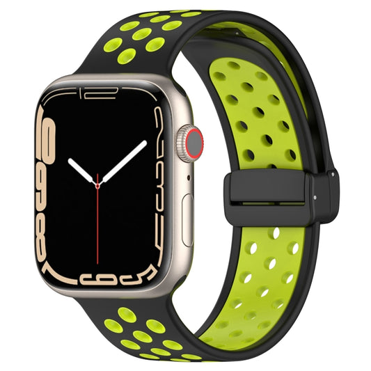 For Apple Watch SE 2022 44mm Magnetic Buckle Silicone Watch Band(Black Limes) - Watch Bands by PMC Jewellery | Online Shopping South Africa | PMC Jewellery