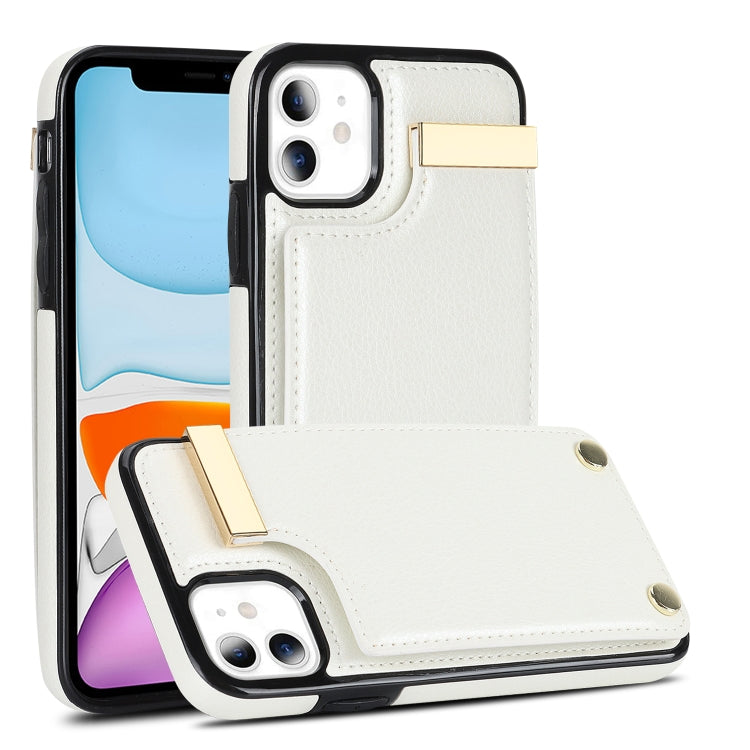 For iPhone 11 Metal Buckle Card Slots Phone Case(White) - iPhone 11 Cases by PMC Jewellery | Online Shopping South Africa | PMC Jewellery