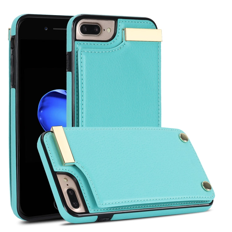 For iPhone 8 Plus / 7 Plus Metal Buckle Card Slots Phone Case(Green) - More iPhone Cases by PMC Jewellery | Online Shopping South Africa | PMC Jewellery