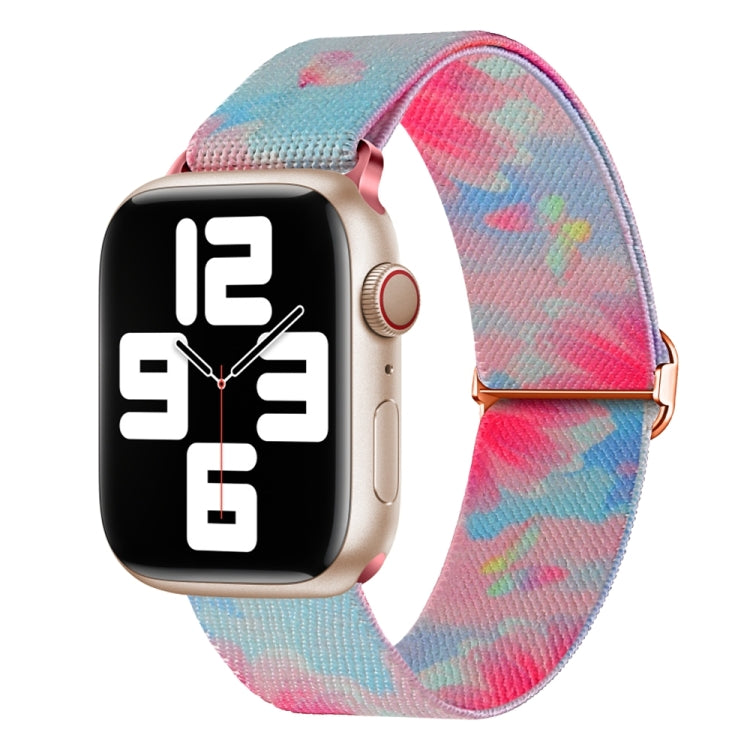 For Apple Watch SE 2022 40mm Painted Pattern Nylon Replacement Watch Band(Flower Butterfly) - Watch Bands by PMC TechLife | Online Shopping South Africa | PMC TechLife