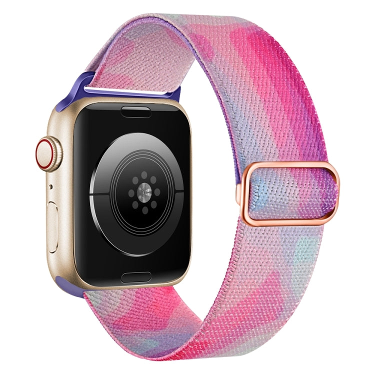 For Apple Watch 7 41mm Painted Pattern Nylon Replacement Watch Band(Ladder Purple Blue) - Watch Bands by PMC TechLife | Online Shopping South Africa | PMC TechLife