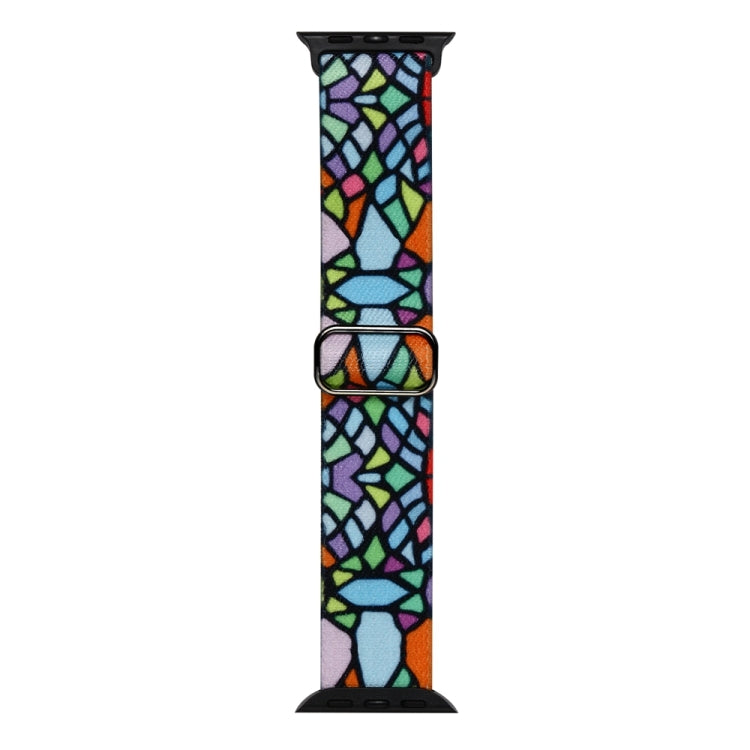 For Apple Watch 7 45mm Painted Pattern Nylon Replacement Watch Band(Geometric Rainbow) - Watch Bands by PMC TechLife | Online Shopping South Africa | PMC TechLife