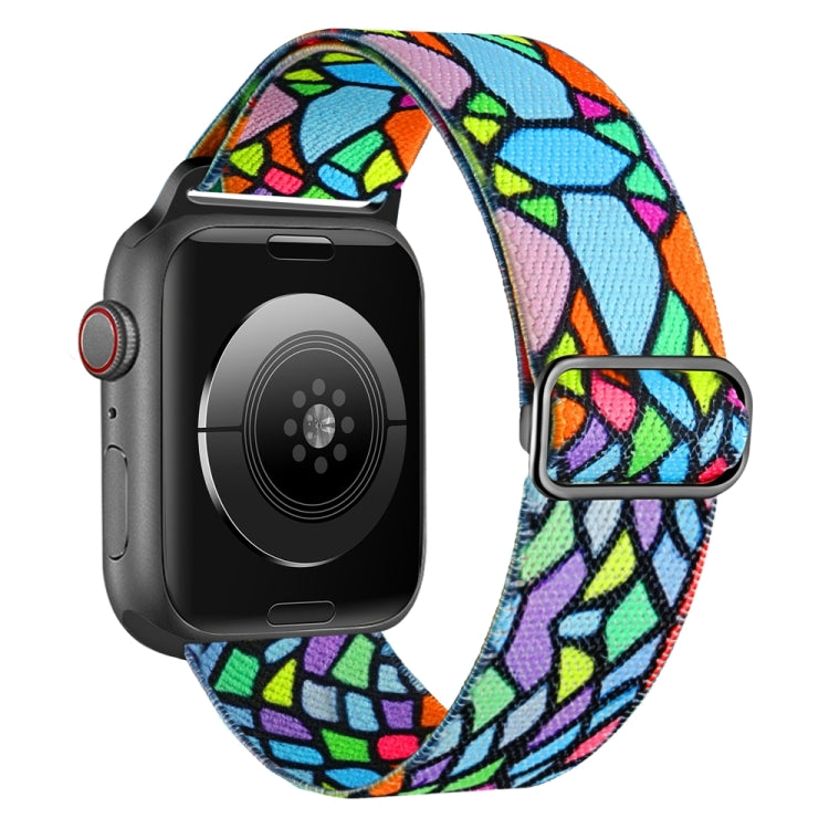 For Apple Watch 38mm Painted Pattern Nylon Replacement Watch Band(Geometric Rainbow) - Watch Bands by PMC TechLife | Online Shopping South Africa | PMC TechLife