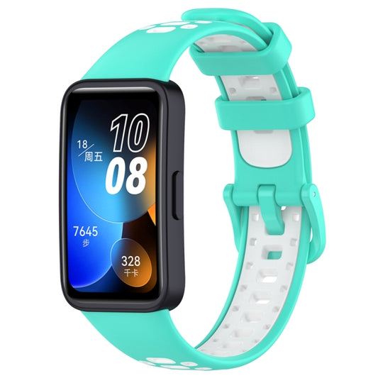 For Huawei Band 8 Two Color Silicone Replacement Watch Band(Cyan White) - Watch Bands by PMC Jewellery | Online Shopping South Africa | PMC Jewellery