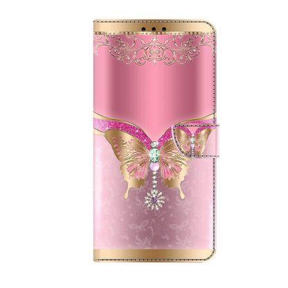 For Xiaomi Redmi 9C Crystal 3D Shockproof Protective Leather Phone Case(Pink Bottom Butterfly) - Xiaomi Cases by PMC Jewellery | Online Shopping South Africa | PMC Jewellery