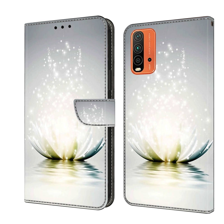 For Xiaomi Redmi 9T Crystal 3D Shockproof Protective Leather Phone Case(Light Lotus) - Xiaomi Cases by PMC Jewellery | Online Shopping South Africa | PMC Jewellery