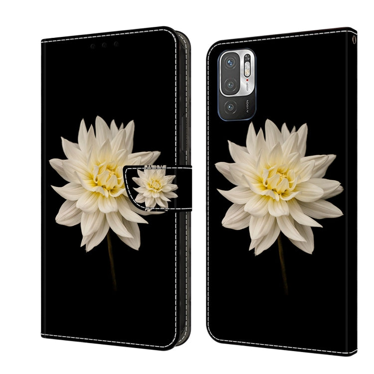 For Xiaomi Redmi Note 10 5G Crystal 3D Shockproof Protective Leather Phone Case(White Flower) - Xiaomi Cases by PMC Jewellery | Online Shopping South Africa | PMC Jewellery