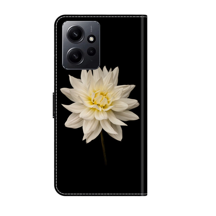 For Xiaomi Redmi Note 12 4G Crystal 3D Shockproof Protective Leather Phone Case(White Flower) - Xiaomi Cases by PMC Jewellery | Online Shopping South Africa | PMC Jewellery