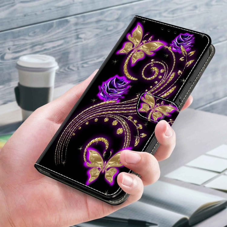 For Xiaomi Redmi Note 12 5G Global / Poco X5 Crystal 3D Shockproof Protective Leather Phone Case(Purple Flower Butterfly) - Xiaomi Cases by PMC Jewellery | Online Shopping South Africa | PMC Jewellery