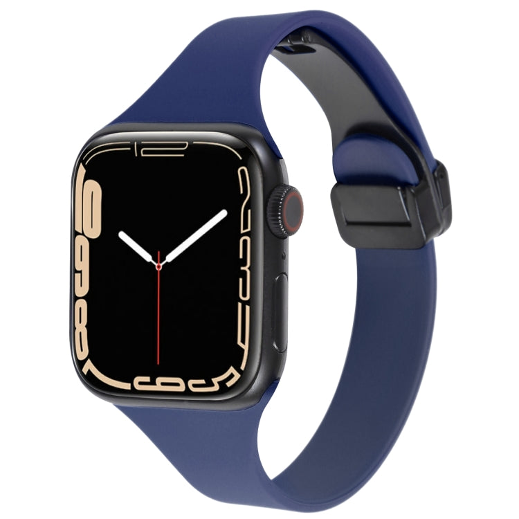 For Apple Watch 8 41mm Magnetic Buckle Slim Silicone Watch Band(Midnight Blue) - Watch Bands by PMC Jewellery | Online Shopping South Africa | PMC Jewellery