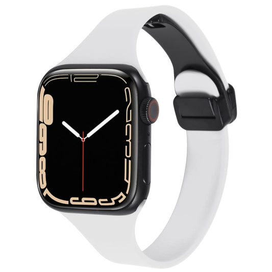 For Apple Watch 7 41mm Magnetic Buckle Slim Silicone Watch Band(White) - Watch Bands by PMC Jewellery | Online Shopping South Africa | PMC Jewellery