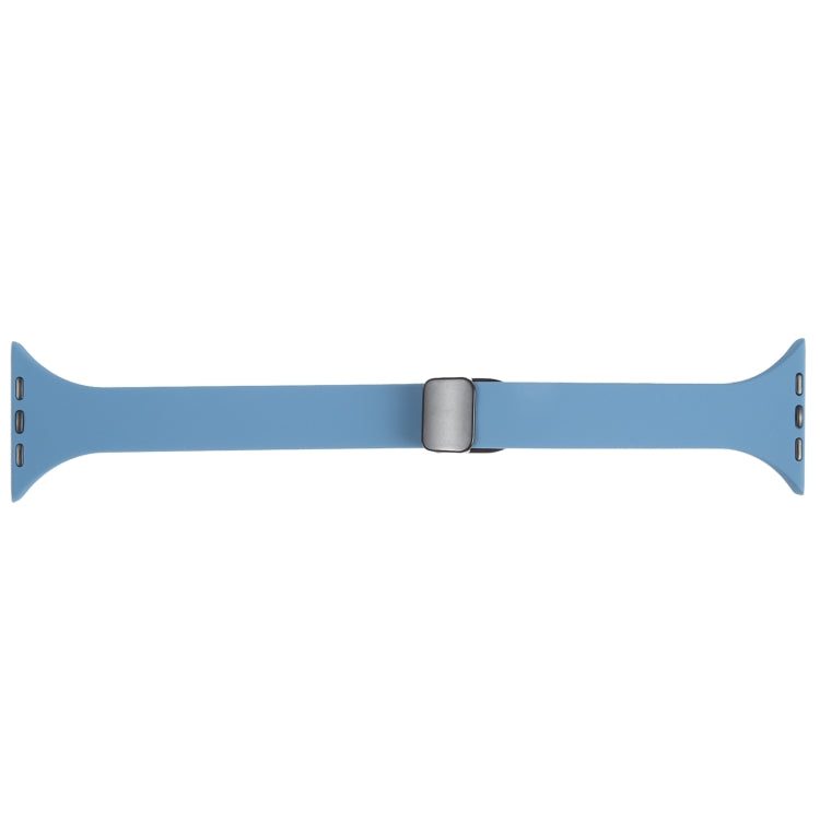 For Apple Watch 7 45mm Magnetic Buckle Slim Silicone Watch Band(Blue) - Watch Bands by PMC Jewellery | Online Shopping South Africa | PMC Jewellery