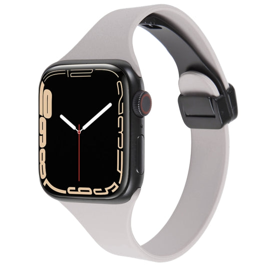 For Apple Watch 7 45mm Magnetic Buckle Slim Silicone Watch Band(Rock Grey) - Watch Bands by PMC Jewellery | Online Shopping South Africa | PMC Jewellery