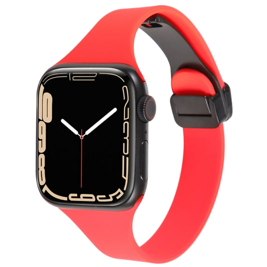 For Apple Watch SE 40mm Magnetic Buckle Slim Silicone Watch Band(Red) - Watch Bands by PMC Jewellery | Online Shopping South Africa | PMC Jewellery