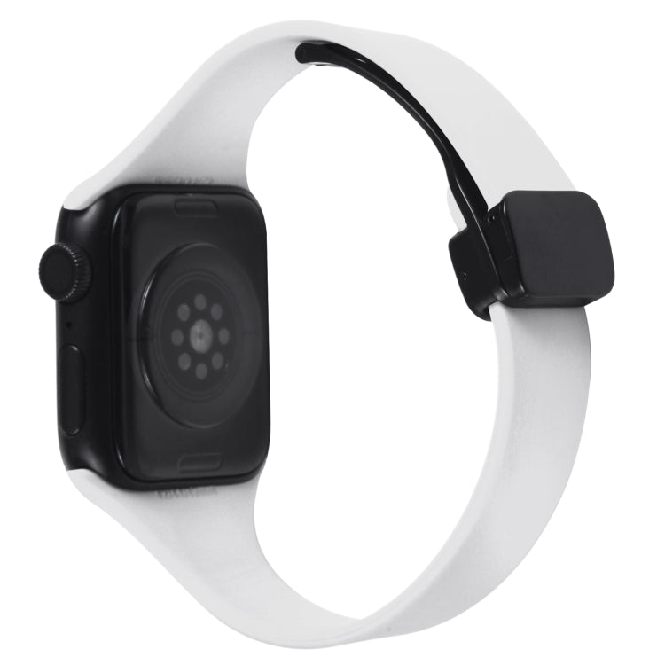 For Apple Watch SE 40mm Magnetic Buckle Slim Silicone Watch Band(White) - Watch Bands by PMC Jewellery | Online Shopping South Africa | PMC Jewellery