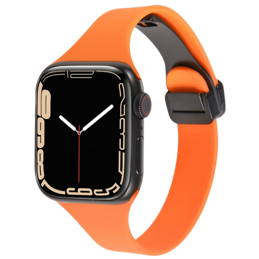 For Apple Watch 6 40mm Magnetic Buckle Slim Silicone Watch Band(Orange) - Watch Bands by PMC Jewellery | Online Shopping South Africa | PMC Jewellery