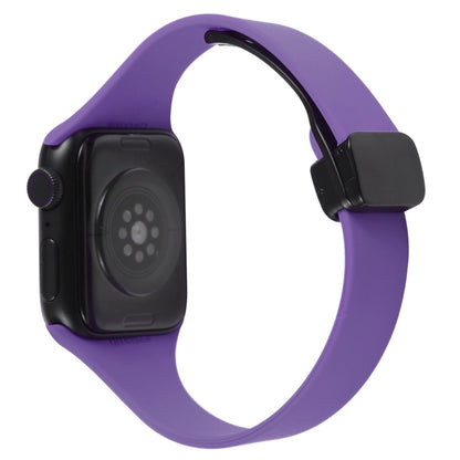 For Apple Watch 5 44mm Magnetic Buckle Slim Silicone Watch Band(Dark Purple) - Watch Bands by PMC Jewellery | Online Shopping South Africa | PMC Jewellery