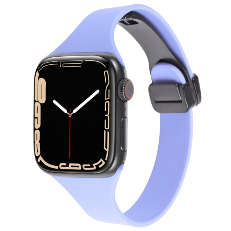 For Apple Watch 5 44mm Magnetic Buckle Slim Silicone Watch Band(Light Purple) - Watch Bands by PMC Jewellery | Online Shopping South Africa | PMC Jewellery