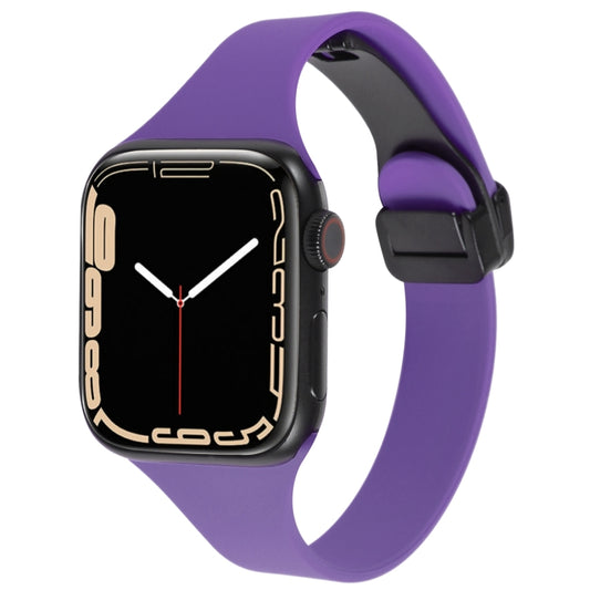 For Apple Watch 4 40mm Magnetic Buckle Slim Silicone Watch Band(Dark Purple) - Watch Bands by PMC Jewellery | Online Shopping South Africa | PMC Jewellery