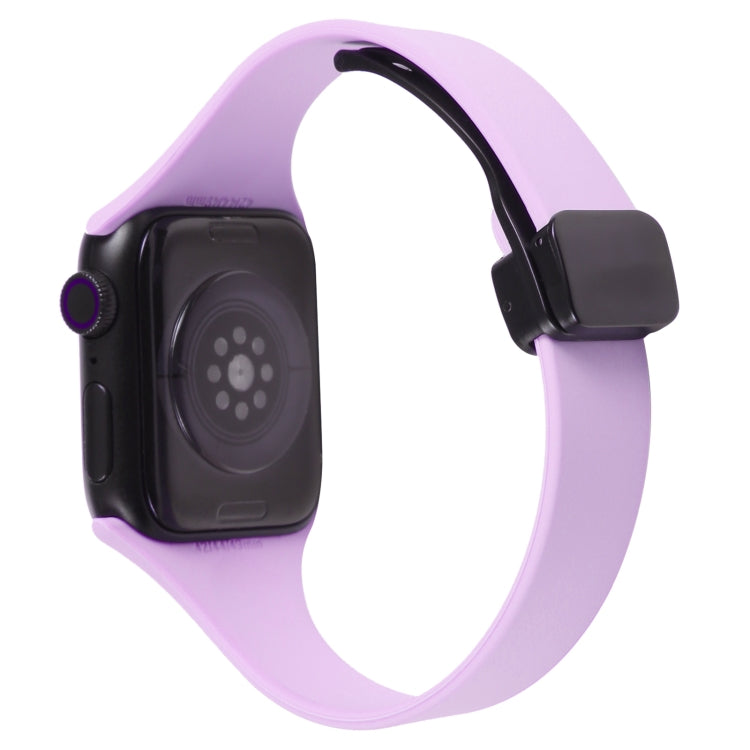 For Apple Watch 3 38mm Magnetic Buckle Slim Silicone Watch Band(Lavender) - Watch Bands by PMC Jewellery | Online Shopping South Africa | PMC Jewellery