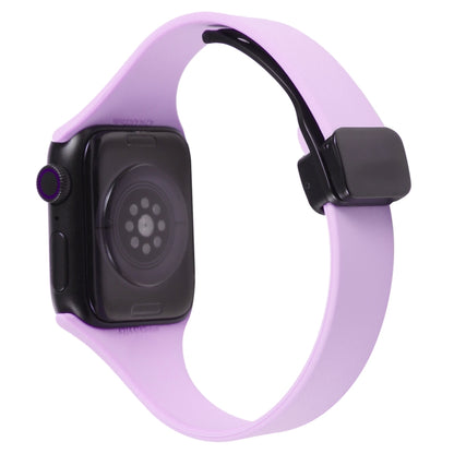 For Apple Watch 3 42mm Magnetic Buckle Slim Silicone Watch Band(Lavender) - Watch Bands by PMC Jewellery | Online Shopping South Africa | PMC Jewellery