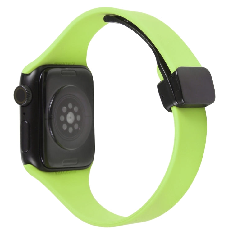 For Apple Watch 38mm Magnetic Buckle Slim Silicone Watch Band(Green) - Watch Bands by PMC Jewellery | Online Shopping South Africa | PMC Jewellery