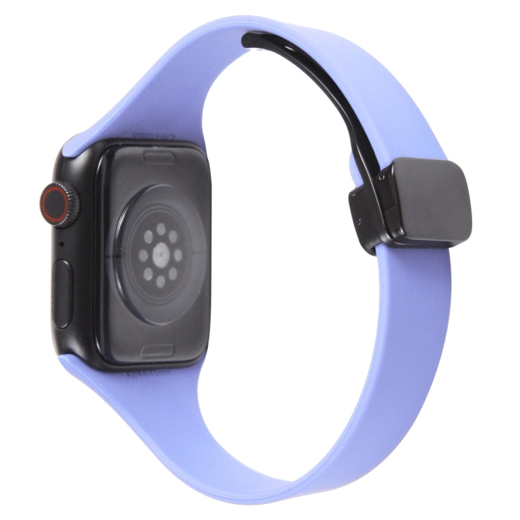 For Apple Watch 38mm Magnetic Buckle Slim Silicone Watch Band(Light Purple) - Watch Bands by PMC Jewellery | Online Shopping South Africa | PMC Jewellery