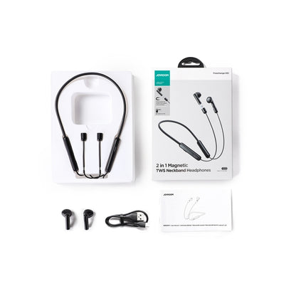 JOYROOM JR-DS1 Magnetic True Wireless Neckband Earphone(Black) - Neck-mounted Earphone by JOYROOM | Online Shopping South Africa | PMC Jewellery