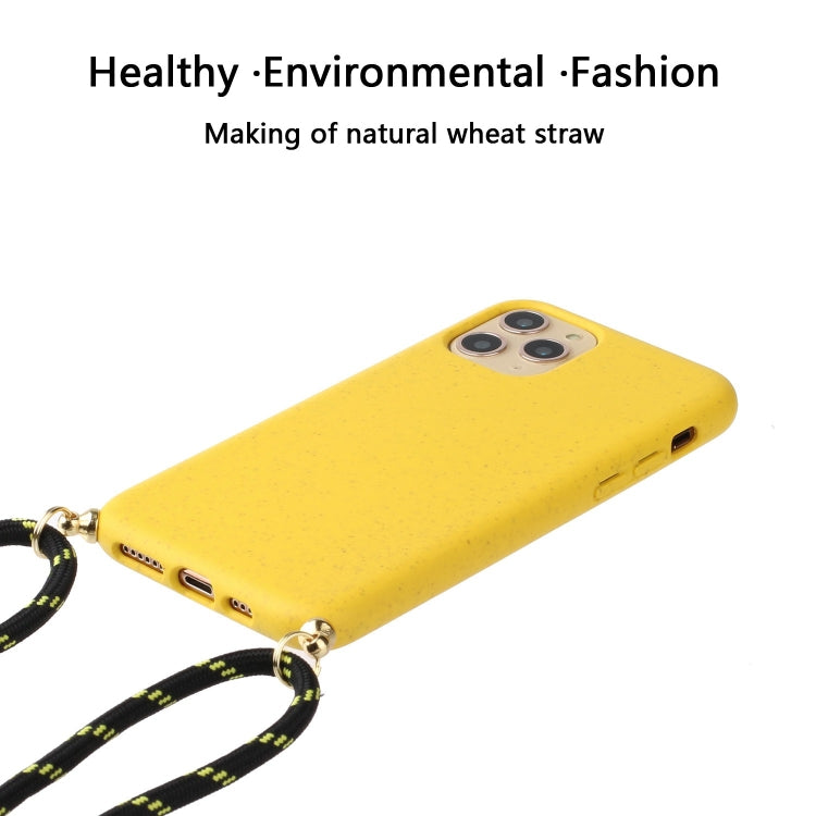 For iPhone 15 Pro Max Wheat Straw Material + TPU Phone Case with Lanyard(Yellow) - free shipping - PMC TechLife - Order now!
