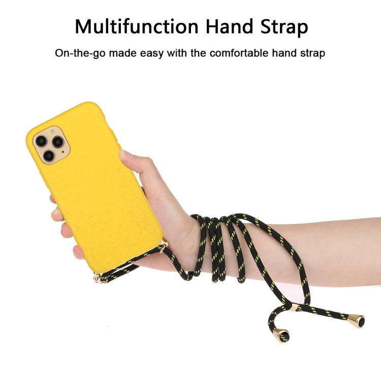 For iPhone 15 Pro Max Wheat Straw Material + TPU Phone Case with Lanyard(Yellow) - free shipping - PMC TechLife - Order now!