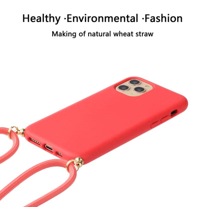 For iPhone 15 Pro Wheat Straw Material + TPU Phone Case with Lanyard(Red) - iPhone 15 Pro Cases by PMC Jewellery | Online Shopping South Africa | PMC Jewellery