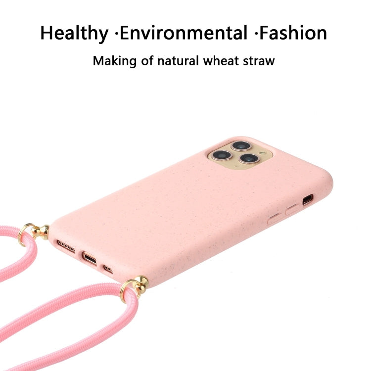 For iPhone 15 Pro Wheat Straw Material + TPU Phone Case with Lanyard(Pink) - iPhone 15 Pro Cases by PMC Jewellery | Online Shopping South Africa | PMC Jewellery