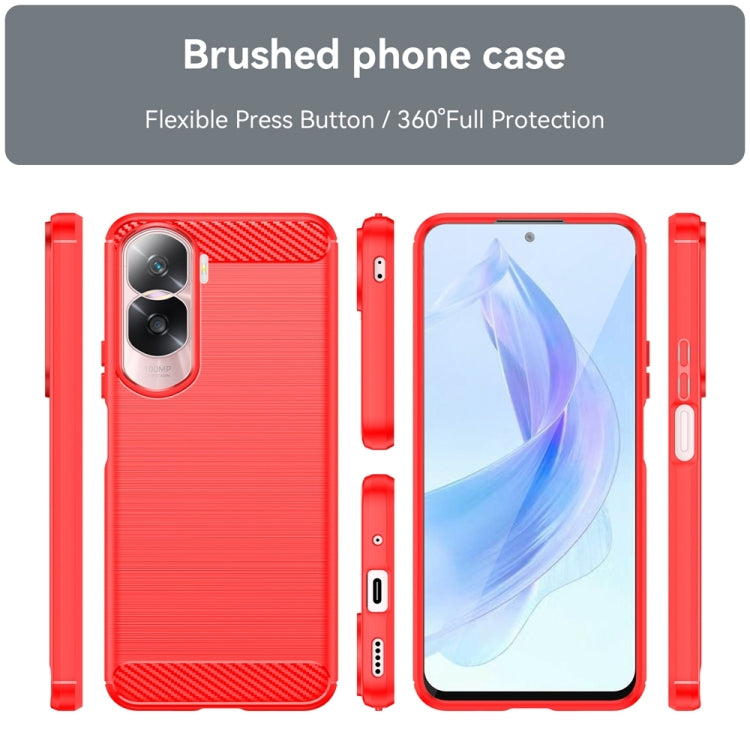 For Honor 90 Lite Brushed Texture Carbon Fiber TPU Phone Case(Red) - Honor Cases by PMC Jewellery | Online Shopping South Africa | PMC Jewellery