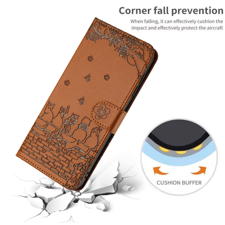 For Xiaomi Poco F5 Cat Embossing Pattern Leather Phone Case with Lanyard(Brown) - free shipping - PMC TechLife - Order now!