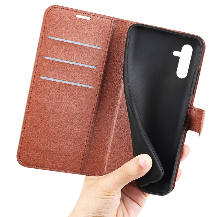 For Samsung Galaxy A14 5G Litchi Texture Horizontal Flip Phone Case with Holder(Brown) - free shipping - PMC TechLife - Order now!