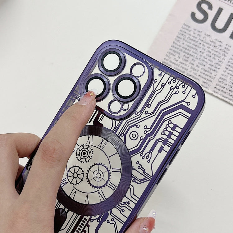 For iPhone 14 Pro Max Electroplated Circuit Board Pattern MagSafe Phone Case(Purple) - free shipping - PMC TechLife - Order now!