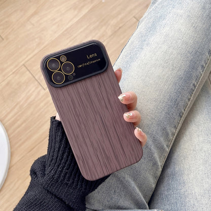 For iPhone 13 Pro Max Wood Grain TPU Phone Case with Lens Film(Grey) - iPhone 13 Pro Max Cases by PMC Jewellery | Online Shopping South Africa | PMC Jewellery