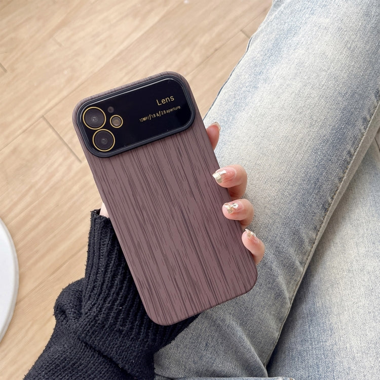 For iPhone 12 Wood Grain TPU Phone Case with Lens Film(Grey) - iPhone 12 / 12 Pro Cases by PMC TechLife | Online Shopping South Africa | PMC TechLife