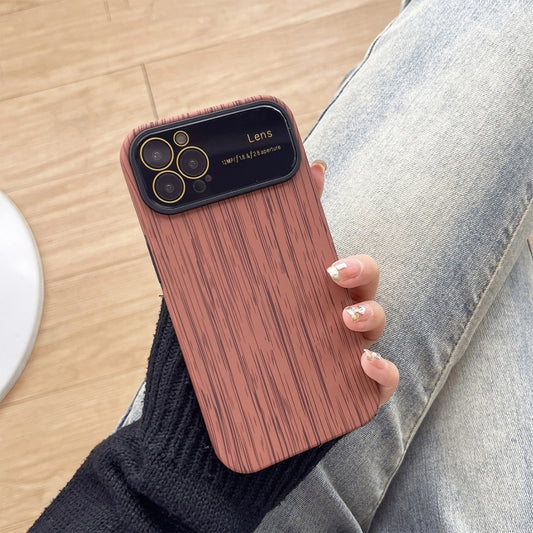 For iPhone 12 Pro Wood Grain TPU Phone Case with Lens Film(Brown) - iPhone 12 / 12 Pro Cases by PMC Jewellery | Online Shopping South Africa | PMC Jewellery