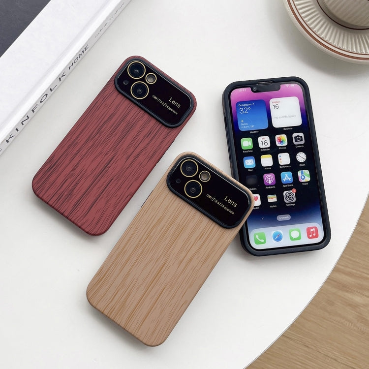 For iPhone 13 Pro Wood Grain TPU Phone Case with Lens Film(Beige) - iPhone 13 Pro Cases by PMC Jewellery | Online Shopping South Africa | PMC Jewellery