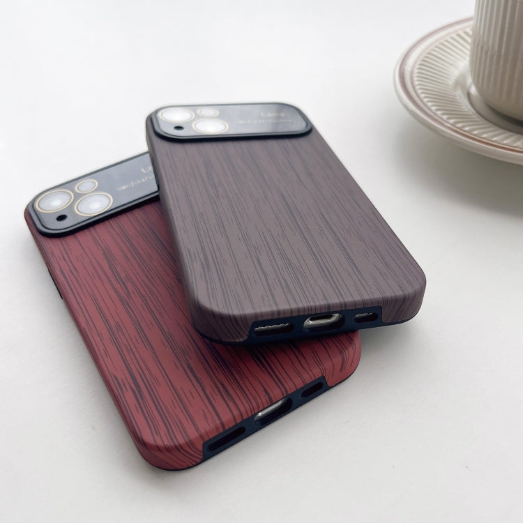 For iPhone 14 Wood Grain TPU Phone Case with Lens Film(Red) - iPhone 14 Cases by PMC Jewellery | Online Shopping South Africa | PMC Jewellery