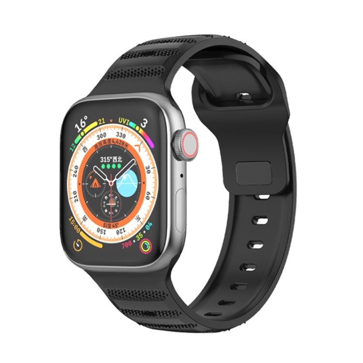 For Apple Watch SE 2022 44mm Dot Texture Fluororubber Watch Band(Black) - Watch Bands by PMC TechLife | Online Shopping South Africa | PMC TechLife