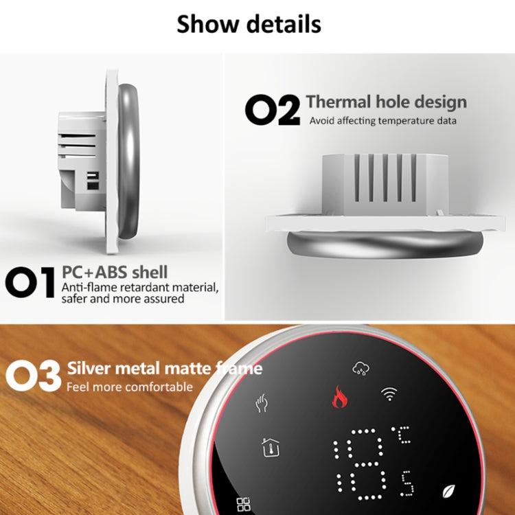 BHT-6001GALW 95-240V AC 5A Smart Round Thermostat Water Heating LED Thermostat With WiFi(Black) - Thermostat & Thermometer by PMC Jewellery | Online Shopping South Africa | PMC Jewellery