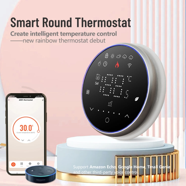 BHT-6001GCLW 95-240V AC 5A Smart Round Thermostat Boiler Heating LED Thermostat With WiFi(White) - Thermostat & Thermometer by PMC Jewellery | Online Shopping South Africa | PMC Jewellery