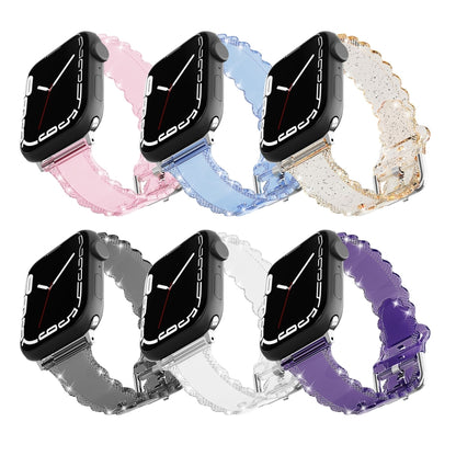 For Apple Watch 5 40mm Diamond Texture Lace Clear TPU Watch Band(Purple) - Watch Bands by PMC Jewellery | Online Shopping South Africa | PMC Jewellery