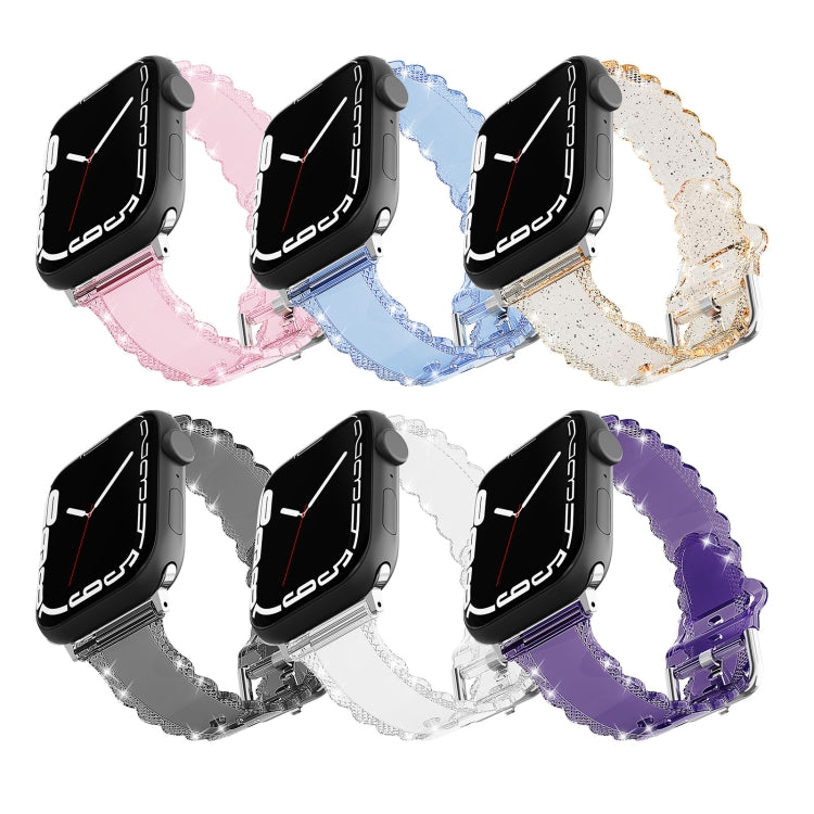 For Apple Watch 4 44mm Diamond Texture Lace Clear TPU Watch Band(Transparent) - Watch Bands by PMC Jewellery | Online Shopping South Africa | PMC Jewellery