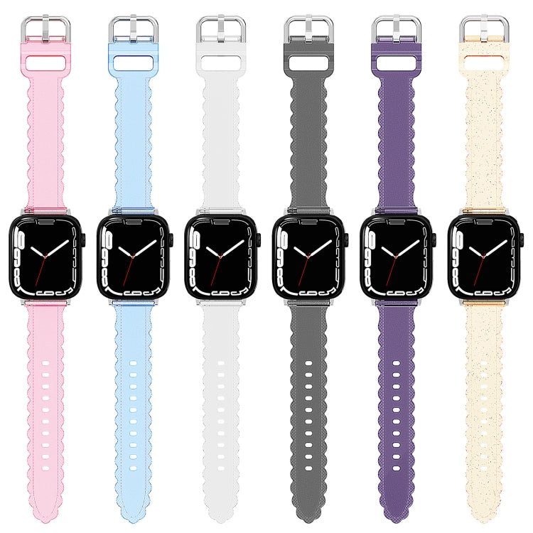 For Apple Watch 38mm Diamond Texture Lace Clear TPU Watch Band(Gold) - Watch Bands by PMC TechLife | Online Shopping South Africa | PMC TechLife