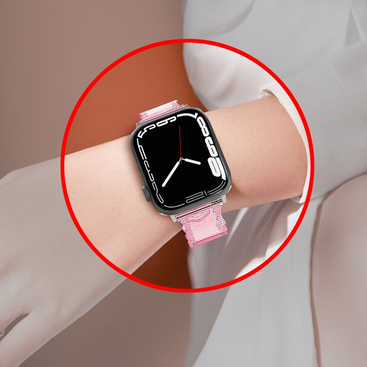 For Apple Watch 42mm Diamond Texture Lace Clear TPU Watch Band(Black) - Watch Bands by PMC TechLife | Online Shopping South Africa | PMC TechLife