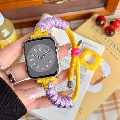 For Apple Watch 7 41mm Twist Knotted Nylon Watch Band(Purple Yellow) - Watch Bands by PMC Jewellery | Online Shopping South Africa | PMC Jewellery