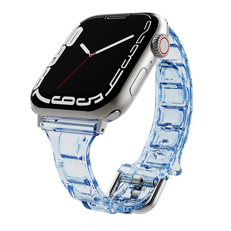 For Apple Watch SE 2022 44mm Cube Airbag Clear TPU Watch Band(Blue) - Watch Bands by PMC Jewellery | Online Shopping South Africa | PMC Jewellery